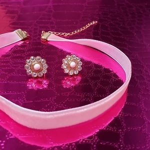 Pink chocker earrings set necklace